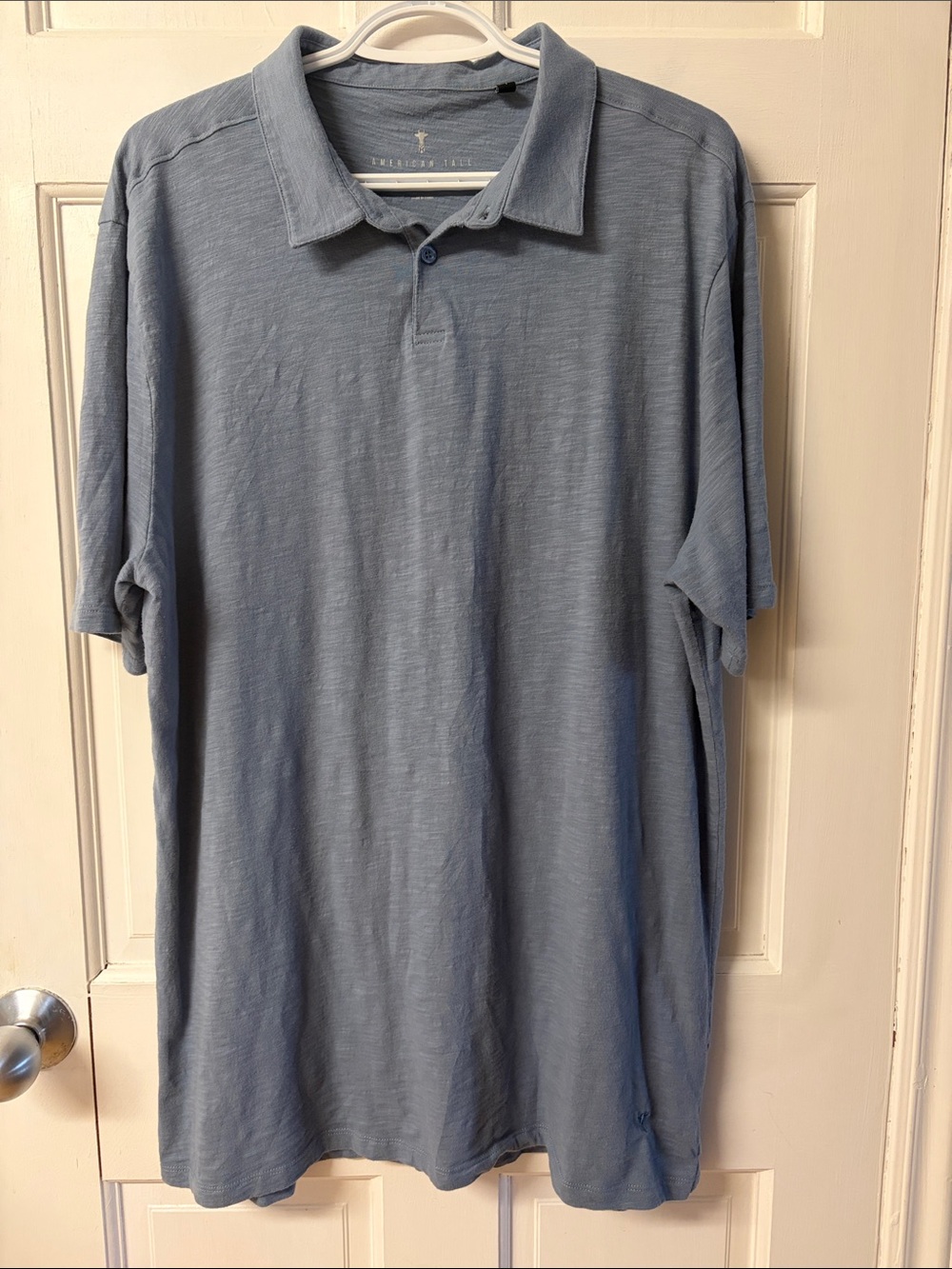 American Tall Slub Self Collar Cotton Polo Shirt for tall men blue size 2XL tall